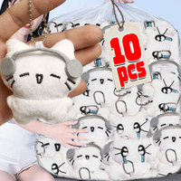 Cute Headphones Kitten Couple Keychain Mini Crying Cat Doll Plush Keyring Cartoon Dog Bee Bag Pendant Charms Backpack Decoration