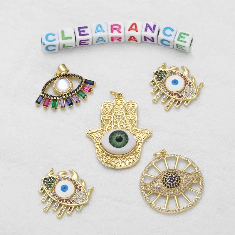 Clearance Crystal Evil Eye Cross Heart Pendant for Necklace Copper Gold Plated Animal Moon Star Jewelry Making Accessrios CPR