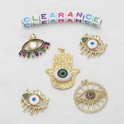 Clearance Crystal Evil Eye Cross Heart Pendant for Necklace Copper Gold Plated Animal Moon Star Jewelry Making Accessrios CPR