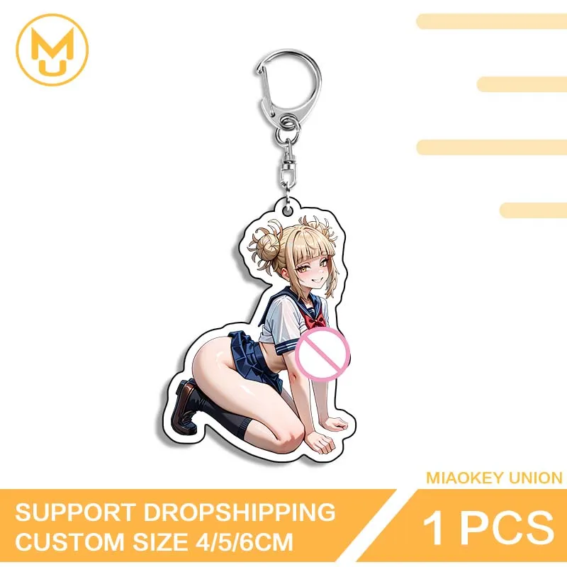 Seductive Himiko Toga Big Boobs Unique Kneel Sitting Double Sided Acrylic Keyring Waterproof Versatile Multi Function Keyring