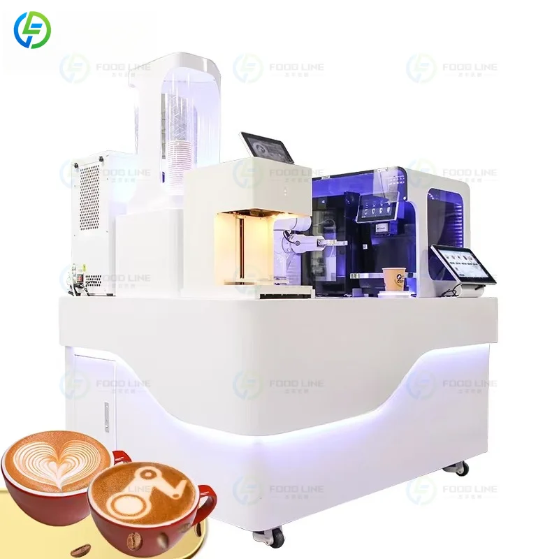 Commercial AI Intelligent Barista Robot Coffee Latte Vending Machine Metal Construction Commercial Robot SDK Function Customized