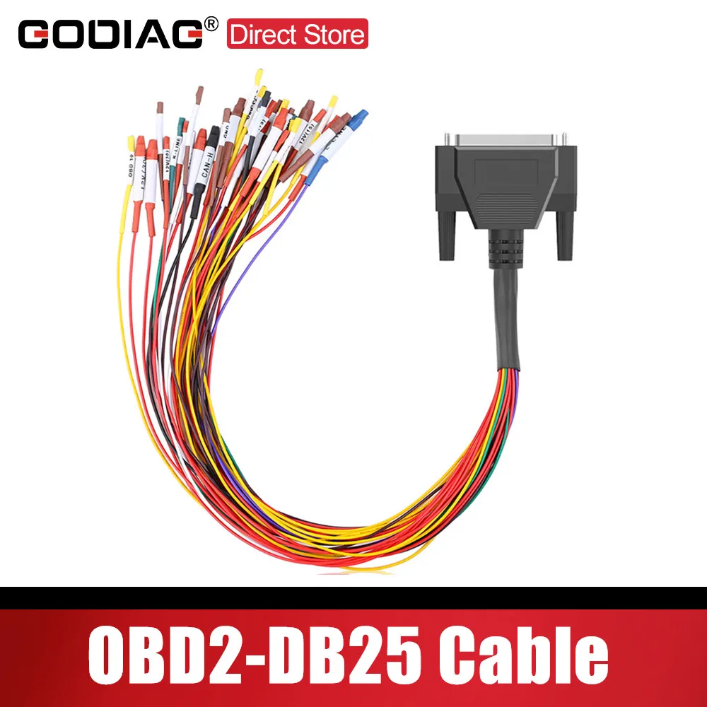 Colorful Jumper Cable DB25 for GODIAG AUTO TOOLS GT100 OBD II Break Out Box ECU Connector