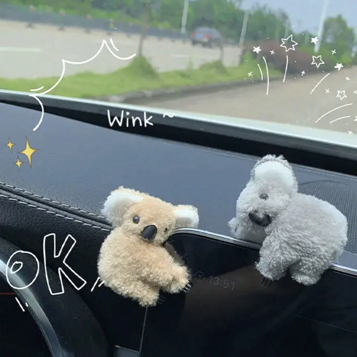 2 Cute Koala Car Pendants – Perfect for Decorating the Center Console and Mirrors, an Ideal Gift for Car Lovers