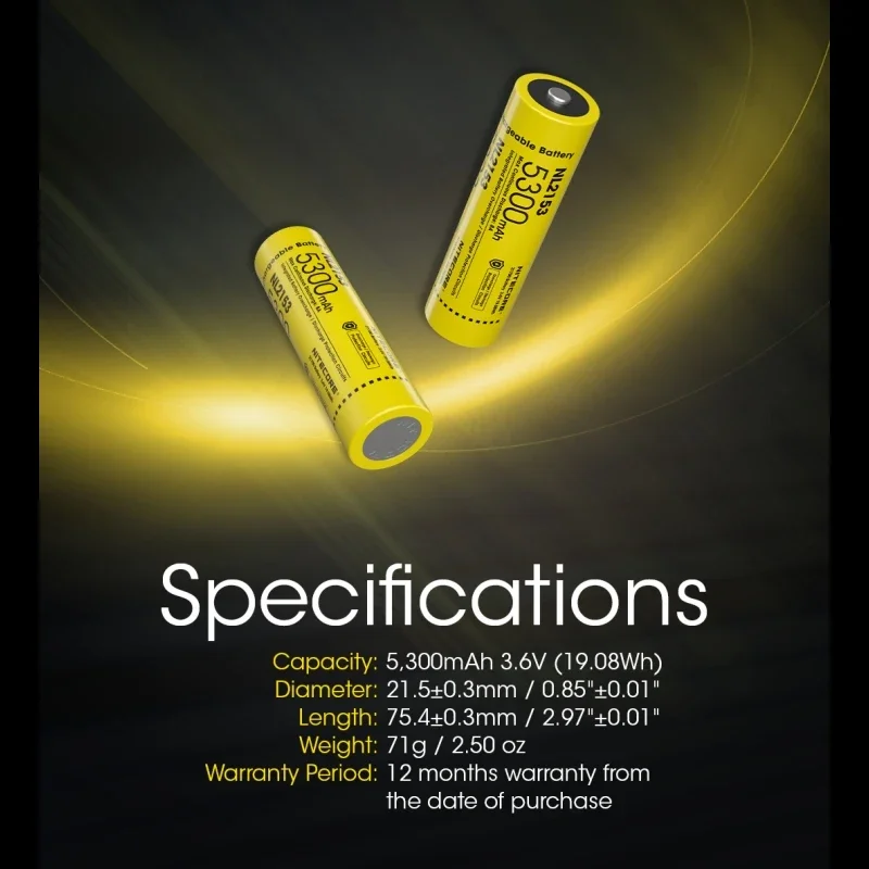 NITECORE NL2153 21700 5300mAh Li-ion Rechargeable Battery