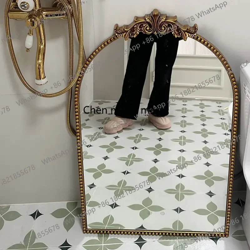 dd182dd182DD182French vintage engraved American arched bathroom mirror toilet, makeup mirror