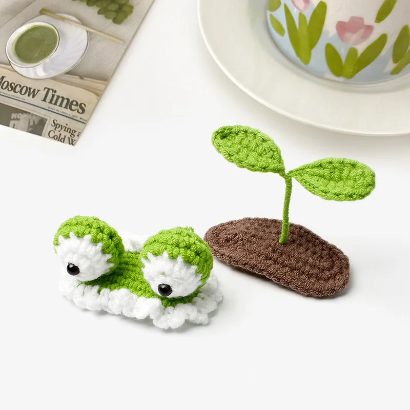 1 Korean explosion pure hand-crocheted cute little frog big eyes knitting BB clip side crochet hairpin