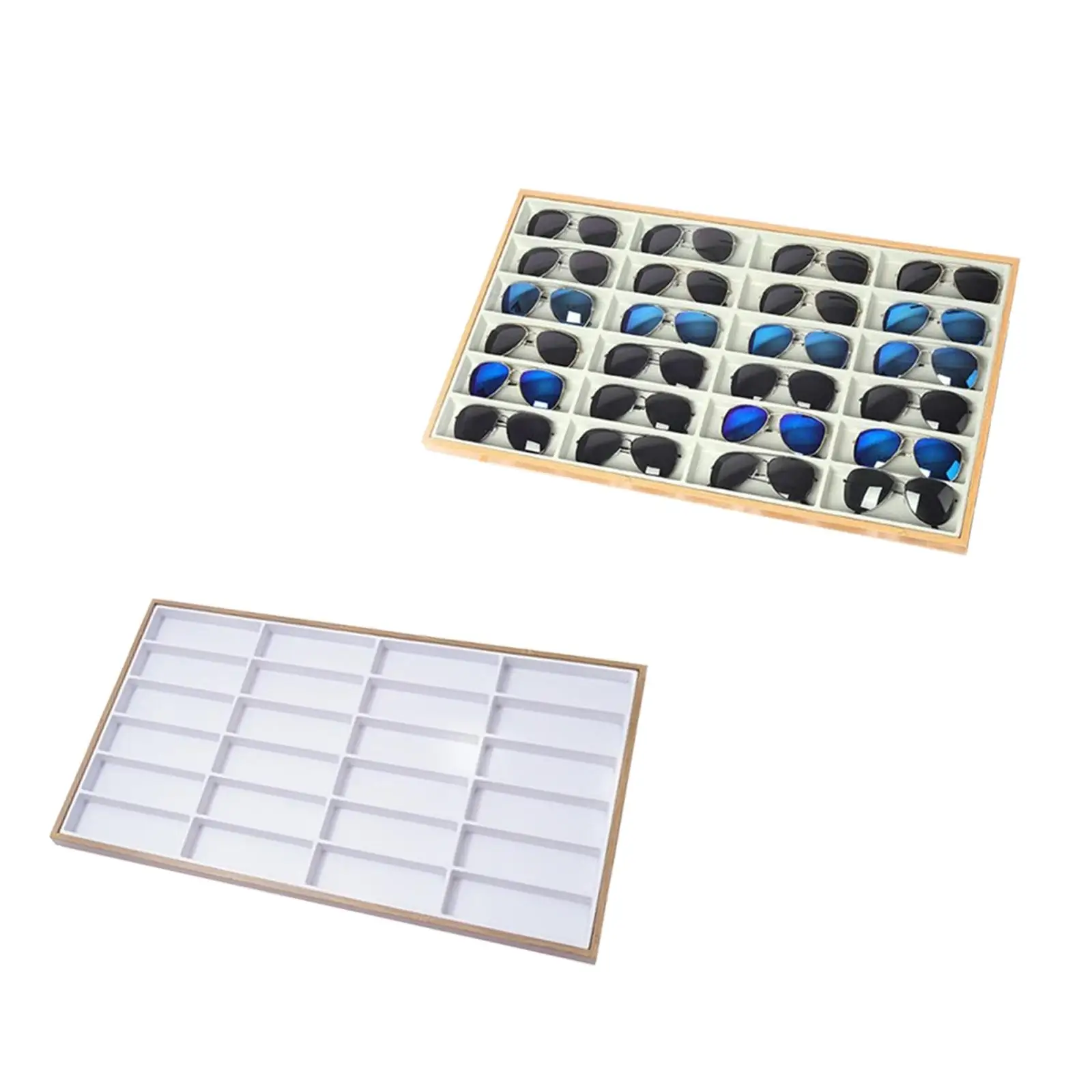 Sunglasses Organizer Tray Multifunction 24 Grids Velvet Storage Tray Jewelry Organizer for Store Drawer Showcase Dresser Home