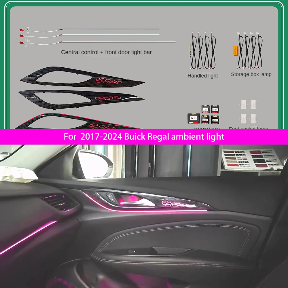 For 2017-2024 Buick Regal Environmental Light RGB256 Color App Controlled Atmosphere Light New Replacement Carbon Fiber Decorati