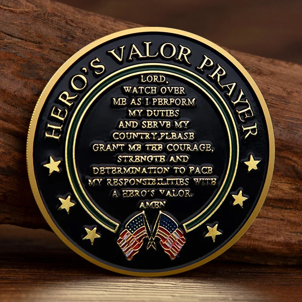 United States Army Souvenirs Coins Golen Plated Here's Valor Prayer Commemorative Coin