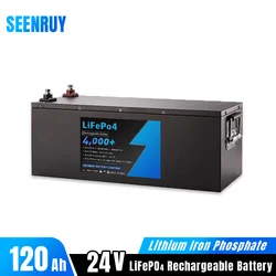 24V 120Ah Lifepo4 Battery Pack Lithium Iron Phosphate Deep Cycle Optional Bluetooth for Solar Energy RV+10A Charger