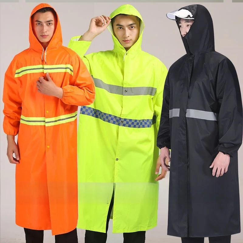 Thickened Long Version Safety Raincoat with Double Reflective Strips for Men Garden Cleaning Protective Clothing Overall Apron