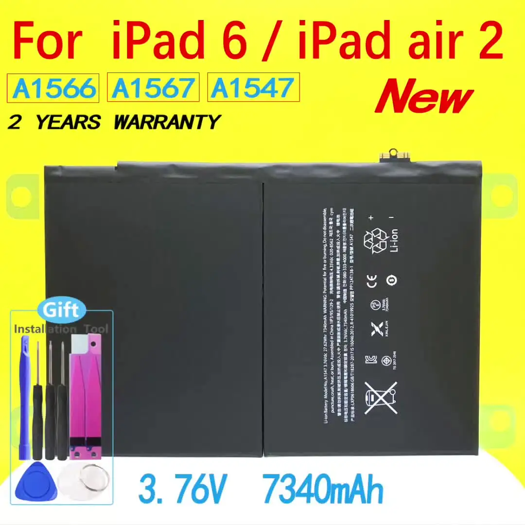NEW 7340mAh Tablet Battery For iPad 6 / iPad Air 2 A1566 A1567