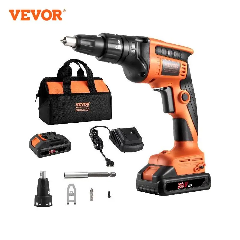 

VEVOR Drywall Screw Gun 20V Max Drywall Screwgun 4200RPM Brushles Cordless Drywall Gun Kit Reverse Adjustable Built-in LED Light