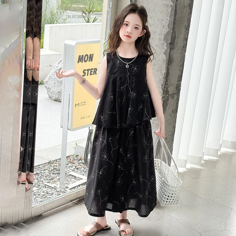

Baby Girls Clothes Sets Child 2-Pieces Of Set Kids Vest Top+Skirt Bottom Clothing Set Toddle Girls Summer Casual Suit Size 4-14Y
