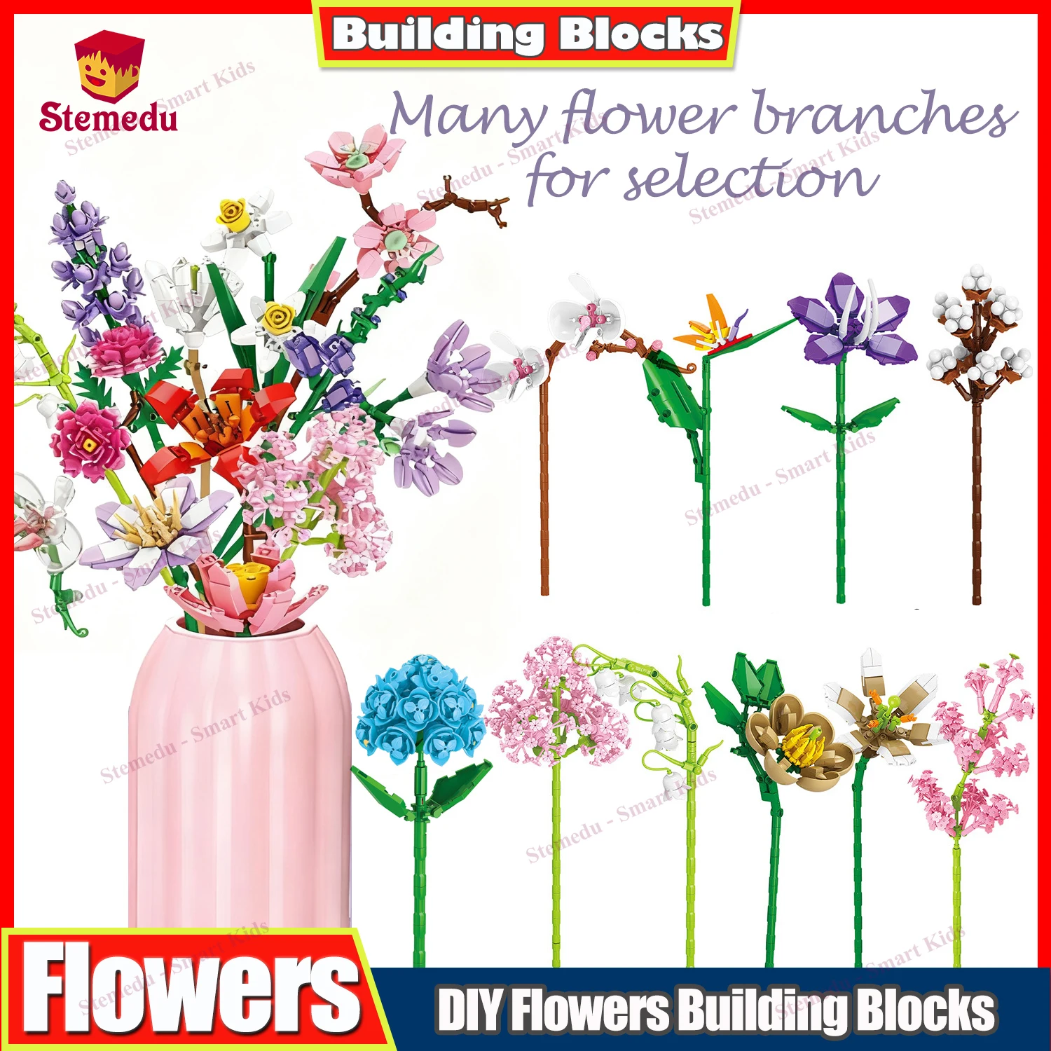

Eternal Bouquet Building Blocks Simulated Flower Bricks DIY Assembly Bouquet Children's Toy Decoration Creative Girl Valentine