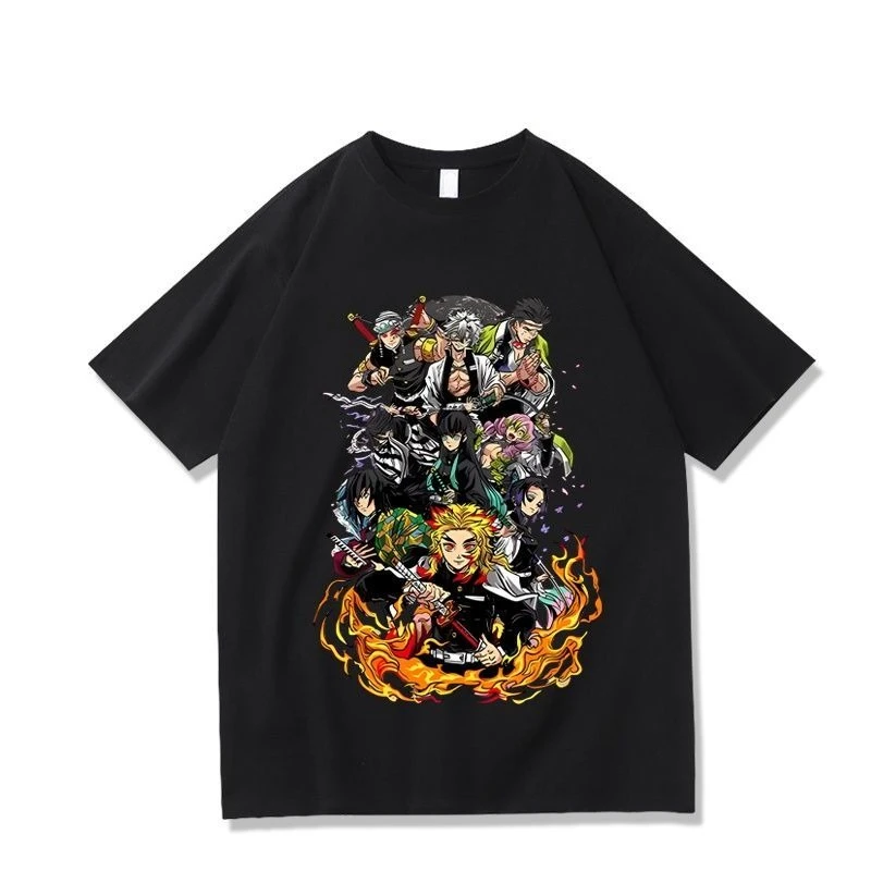 Ghost Extermination Blade Post korte mouw bedrukt T-shirt Anime perifere vlinder Forbearance kleding zomer los T-shirt
