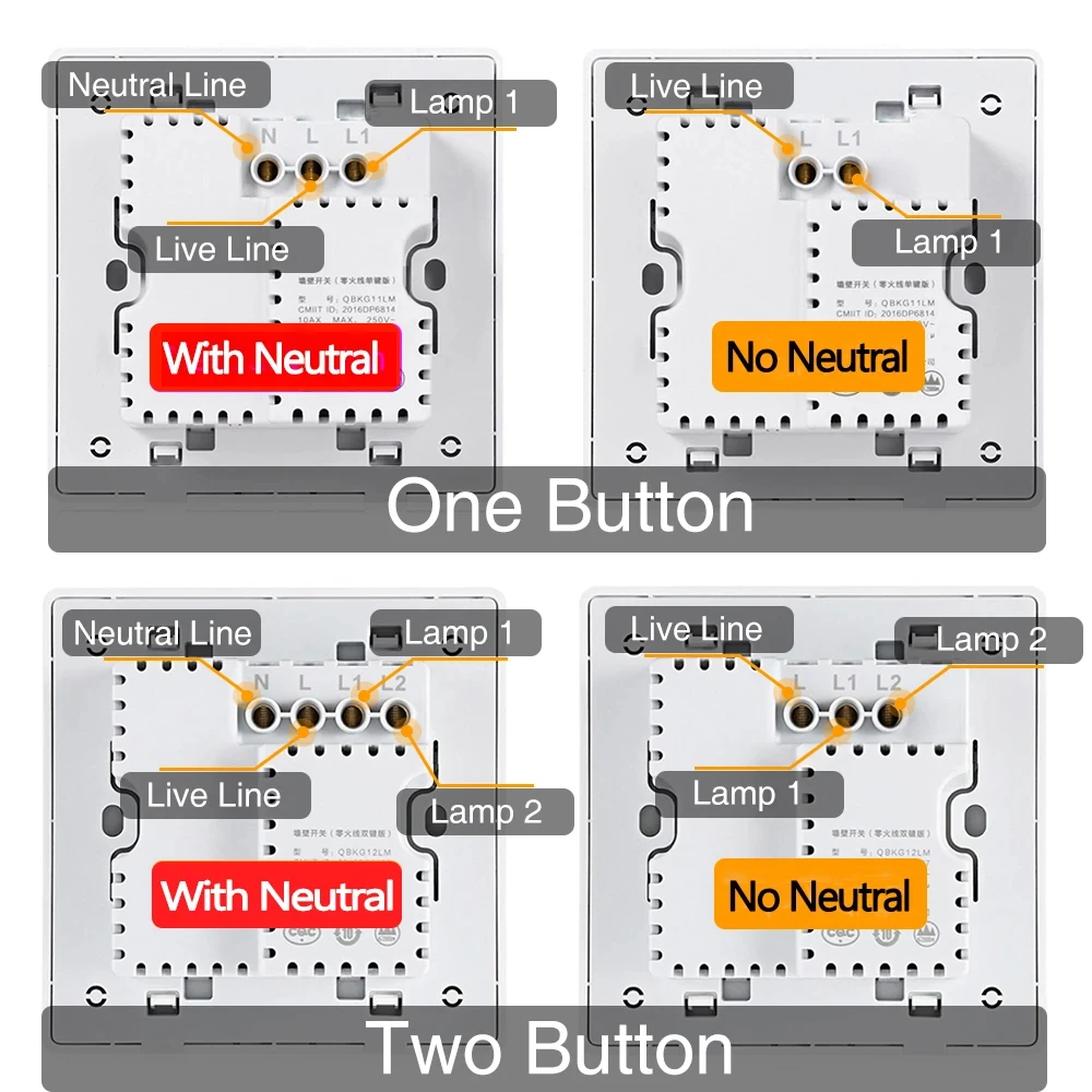 Aqara Smart Wall Switch H1M Neutral MARS-Tech 6 colori Wireless Key Light Switch Zigbee 3.0 modalità di controllo Multiple per Homekit