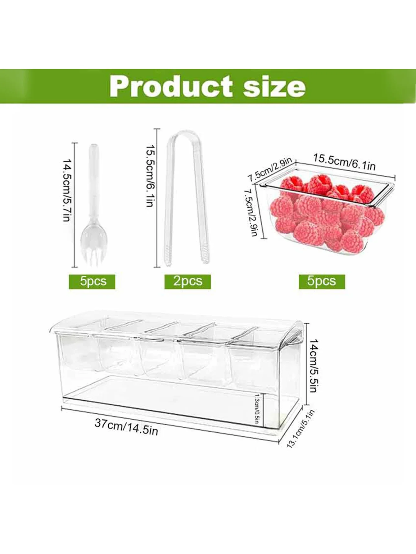 1 قطعة صينية سلطة 5 شبكات - مجموعة خادم توابل بلاستيكية شفافة مع غطاء، مناسبة للمنزل والبار والحفلات والشواء