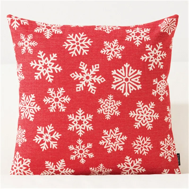 Snowman Deer Cushion Cover Red and Green Throw Pillowcase Sofa Merry Christmas Decorations For Home fundas cojines