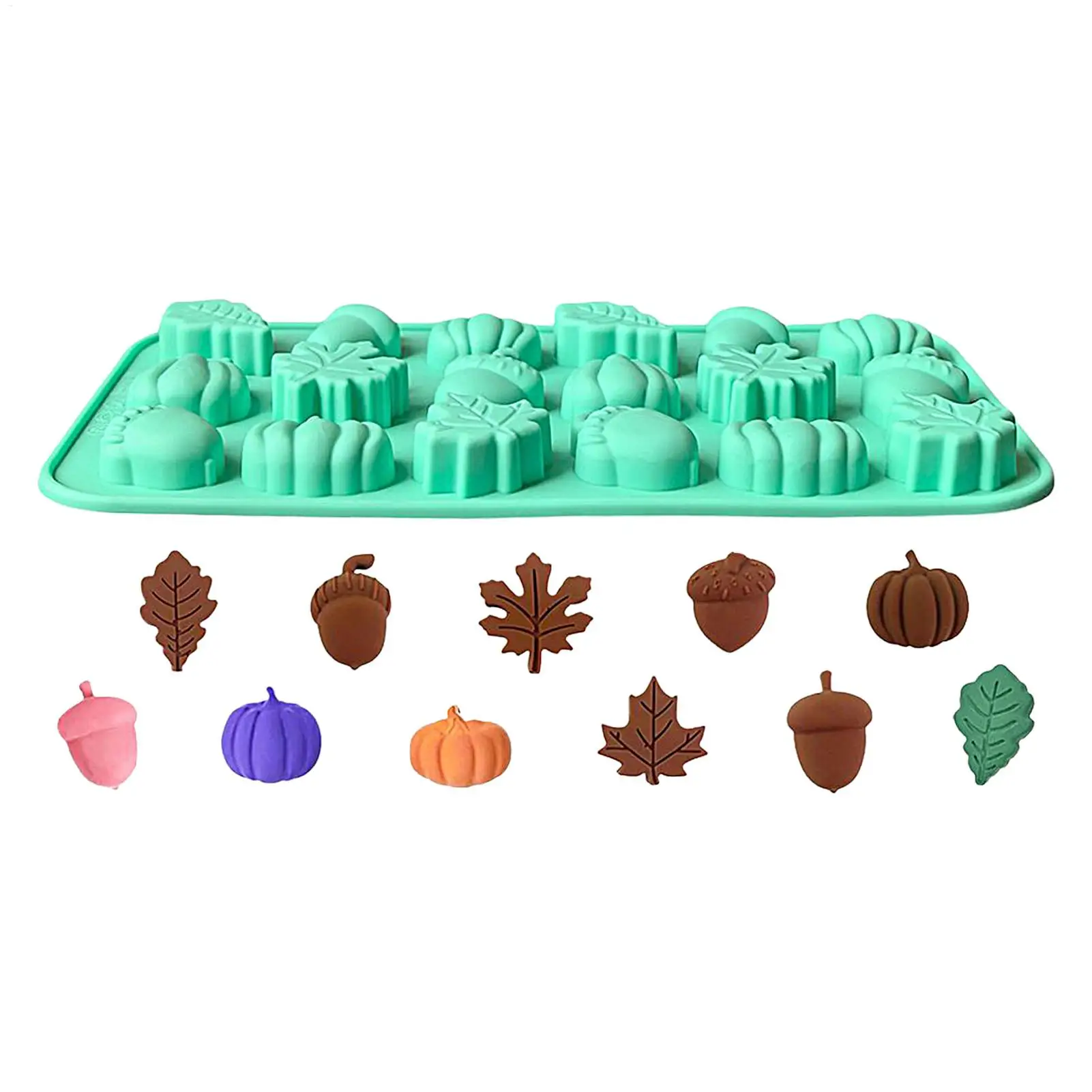 Mini Fall Molds 18-Cavity Pumpkin Pine Cone Maple Leaves Moulds Mini Silicone Non Stick Easy Release Molds for Craft Soap