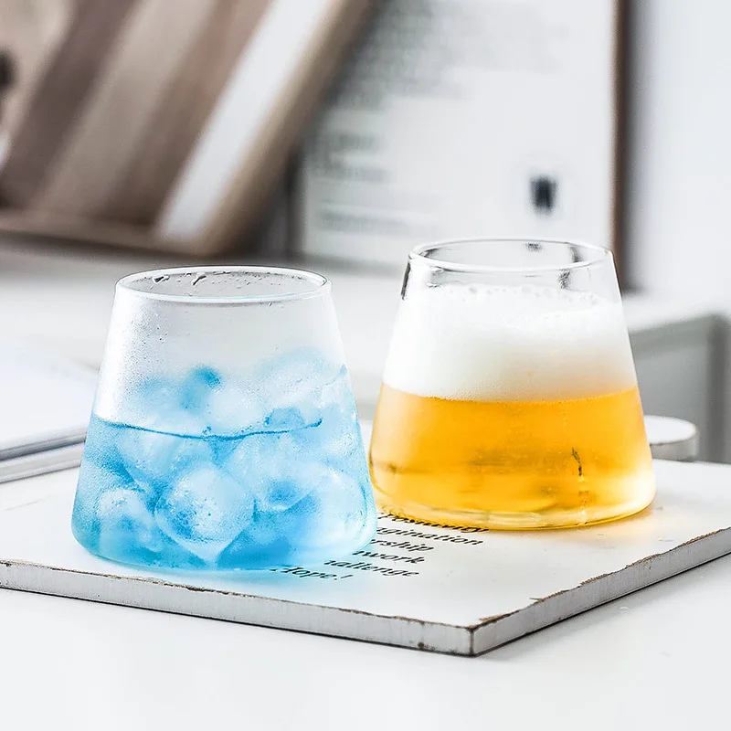 1/2/4/5PC Clear Wine Glass  Mount Fuji Style  Water Cup Coffee Milk Whiskey Glass Juice Drink Mug Bottle Household Tableware