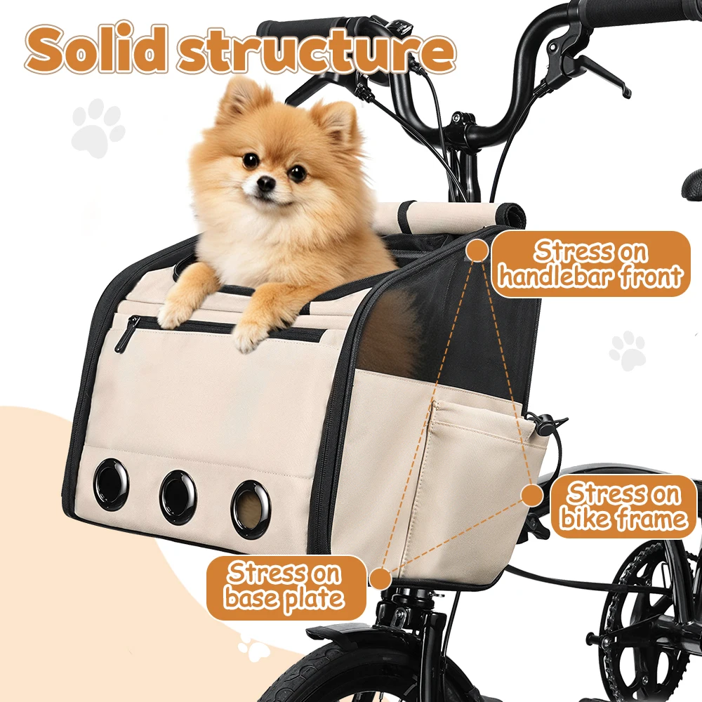NEWBOLER Brompton Faltbare Fahrradtasche, Haustiertasche, tragbare Fahrrad-Fronttasche, faltbare Outdoor-Reisetasche für Katzen und Hunde – Detail 13