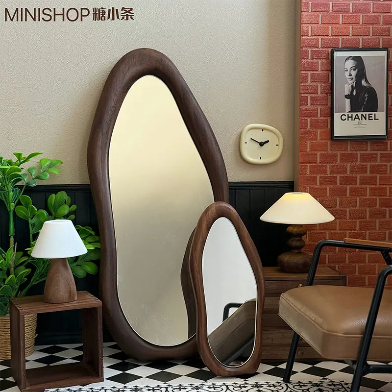 1:6 and 1:12 Black Walnut Wood Cloud Dressing Mirror Dollhouse Miniatures Furniture Model Bjd Ob11 Gsc Blyth Soldier Lol Decor