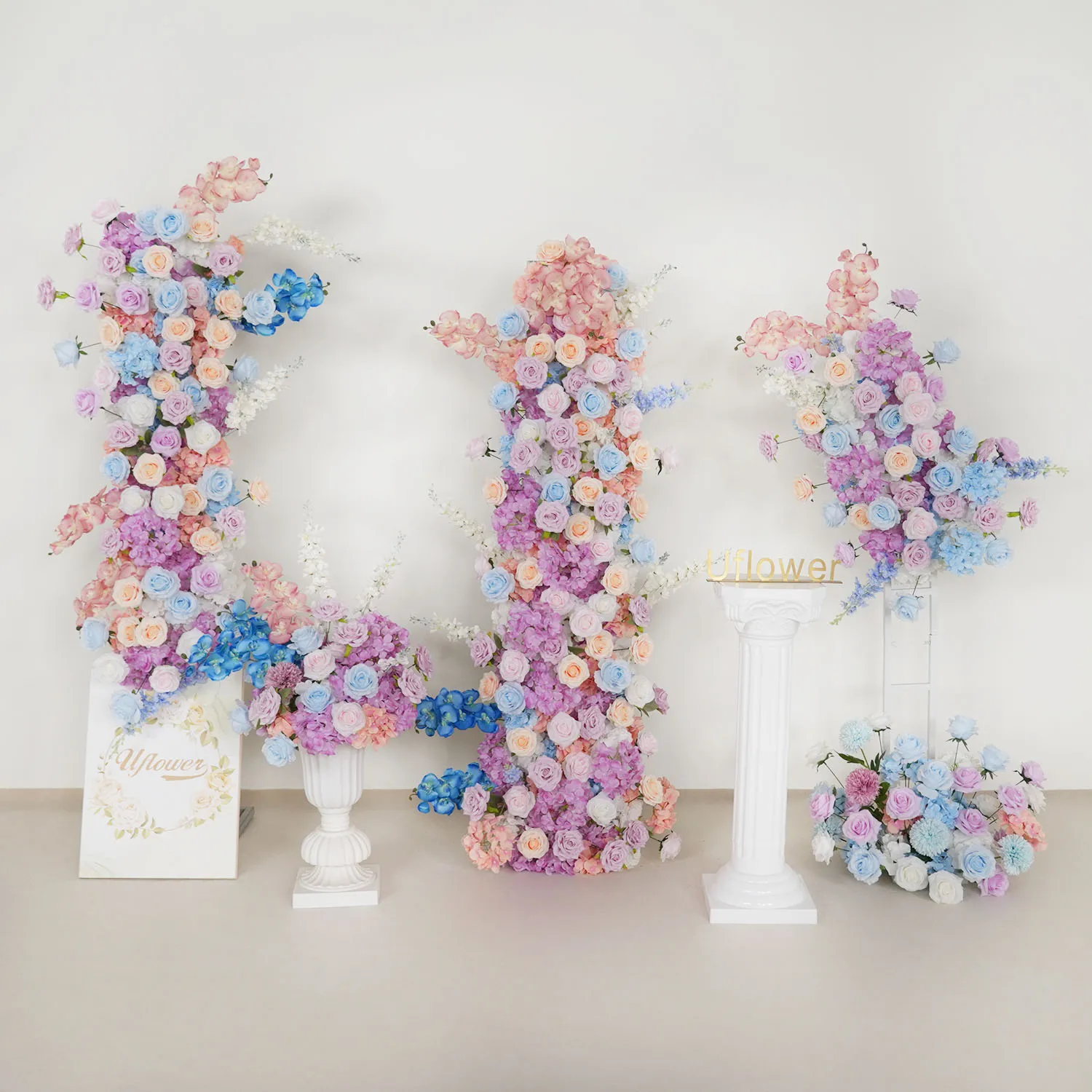 

Uflower 100cm Luxury Hyacinth Orchid Rose Artificial Flower Row Wedding Table Decoration Floral Wall Arches Decor Party Stage