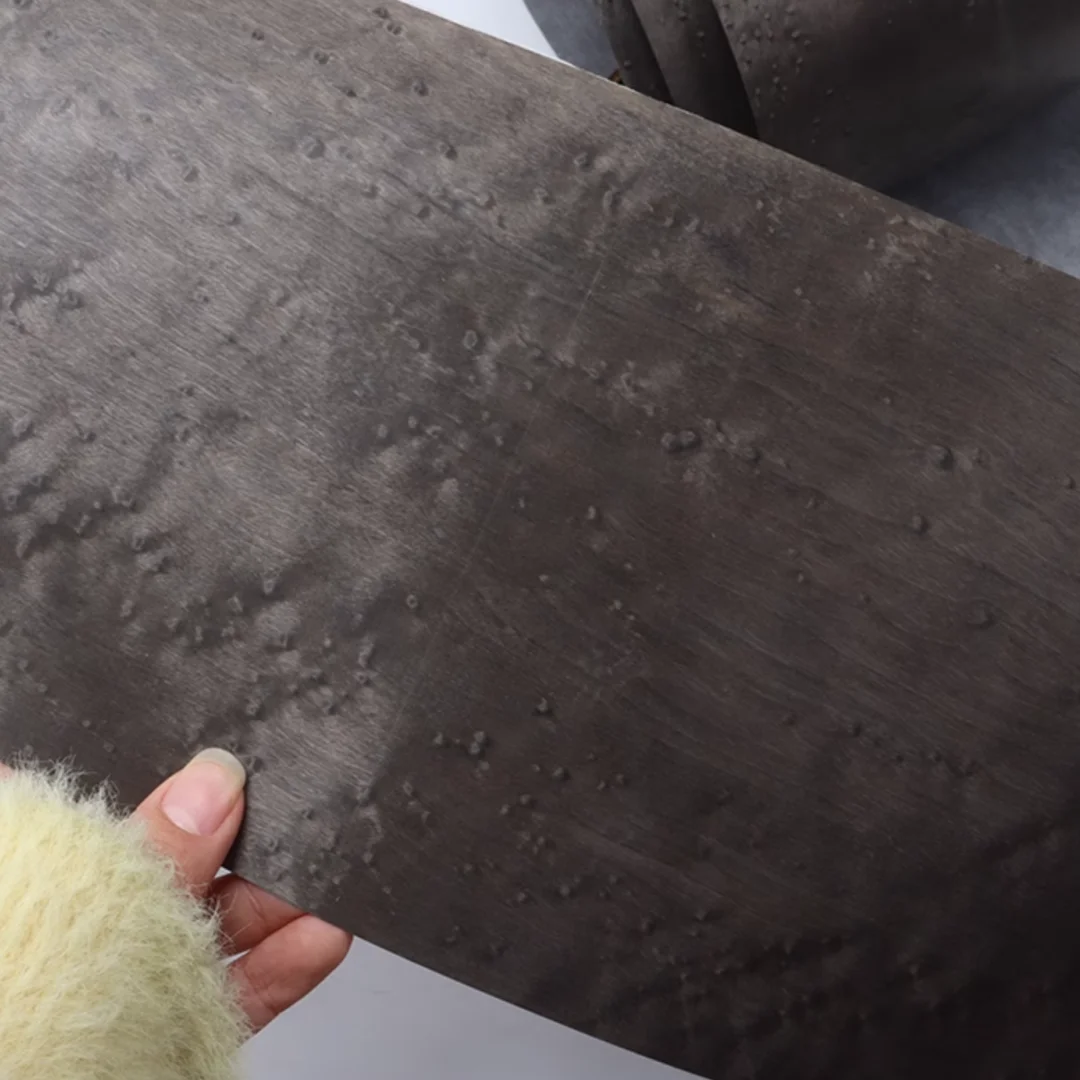 

Length:2.5meters Width:150mm Thick:0.2mm Black Bird's Eye Dyed Natural Wood Veneer for Interior DIY Furniture Makeovers