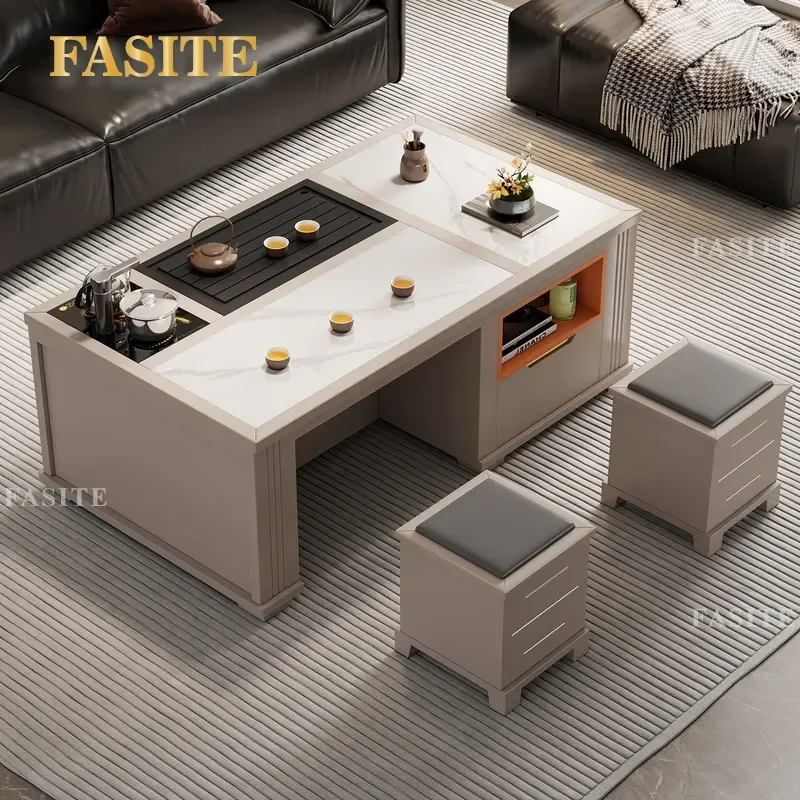 For Tea Table Living Room Office Fire Stone Integrated Set with Tea Table and Chair Combination Home Furniture