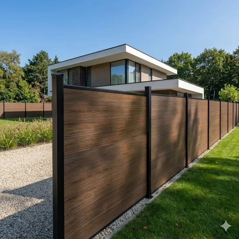 American Wood Plastic Composite Aluminum Alloy Privacy Fence Panel 6ft Embossed UV Resistant Crowd Control for Balconies