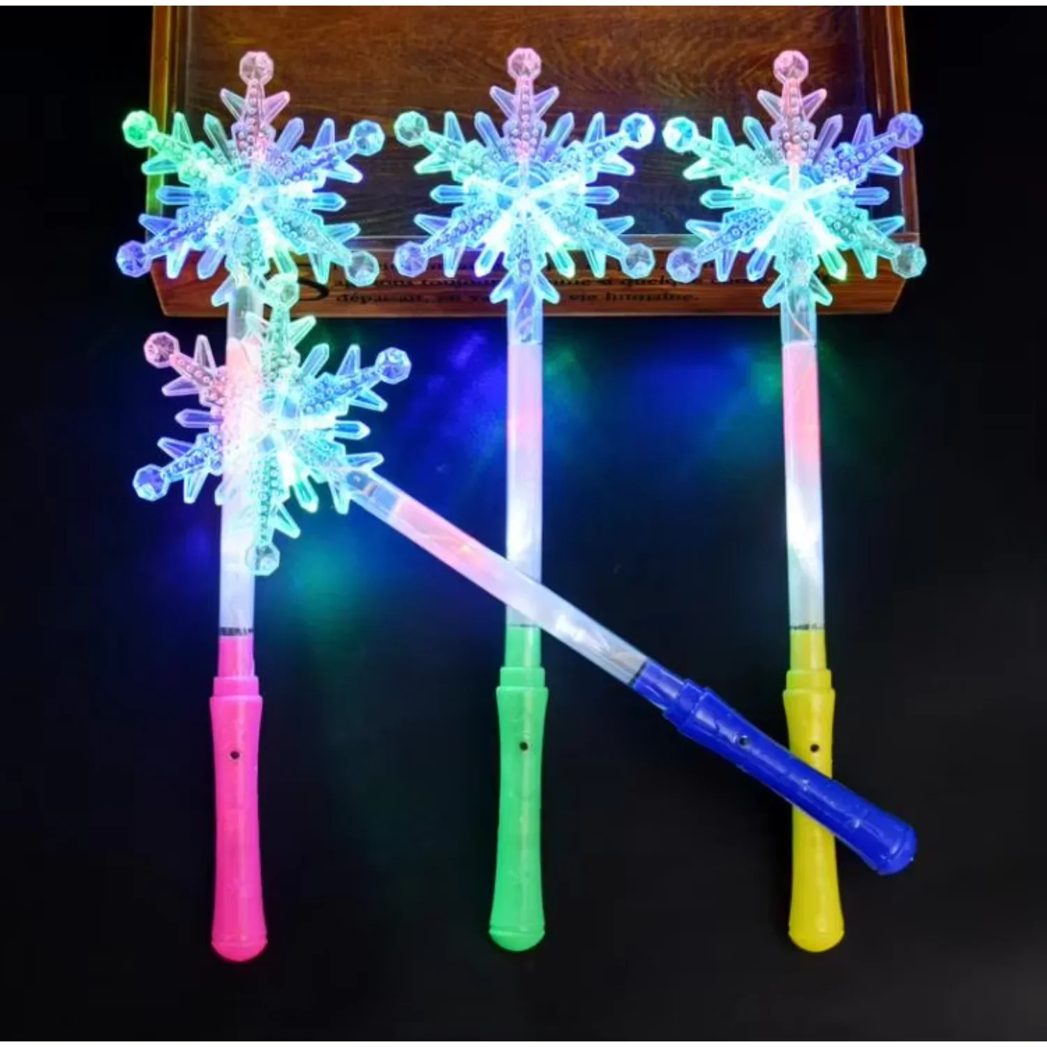 LED leuchten Schneeflockenstäbe, Leuchtstäbe, Spielzeug für Kinder, Weihnachten, Geburtstag, Kostüm, Prinzessin, Dekorationszubehör