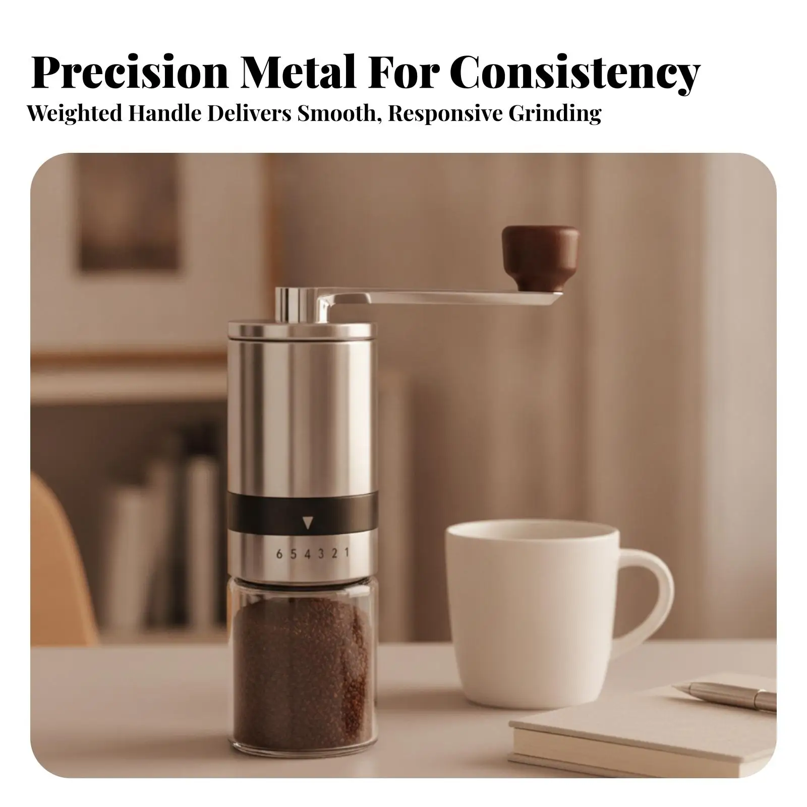 Manual Coffee Grinder Portable Hand Crank Coffee Grinder Uniform for Camping