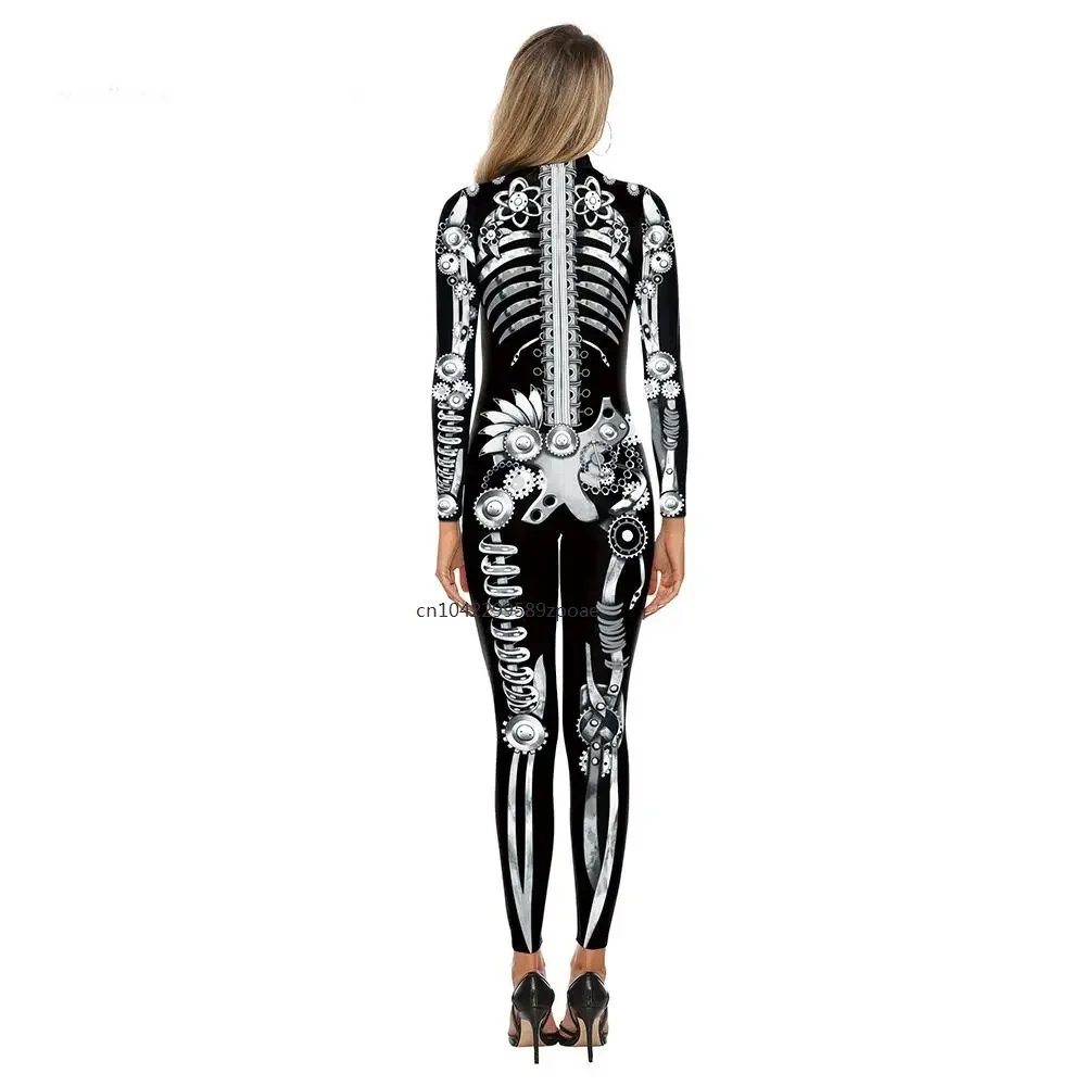 Cosplay Costume Female Sexy Jumpsuit Terror 3D Skeleton Printed Zentai Bodysuit Anime Clothes Garment Halloween Outfit