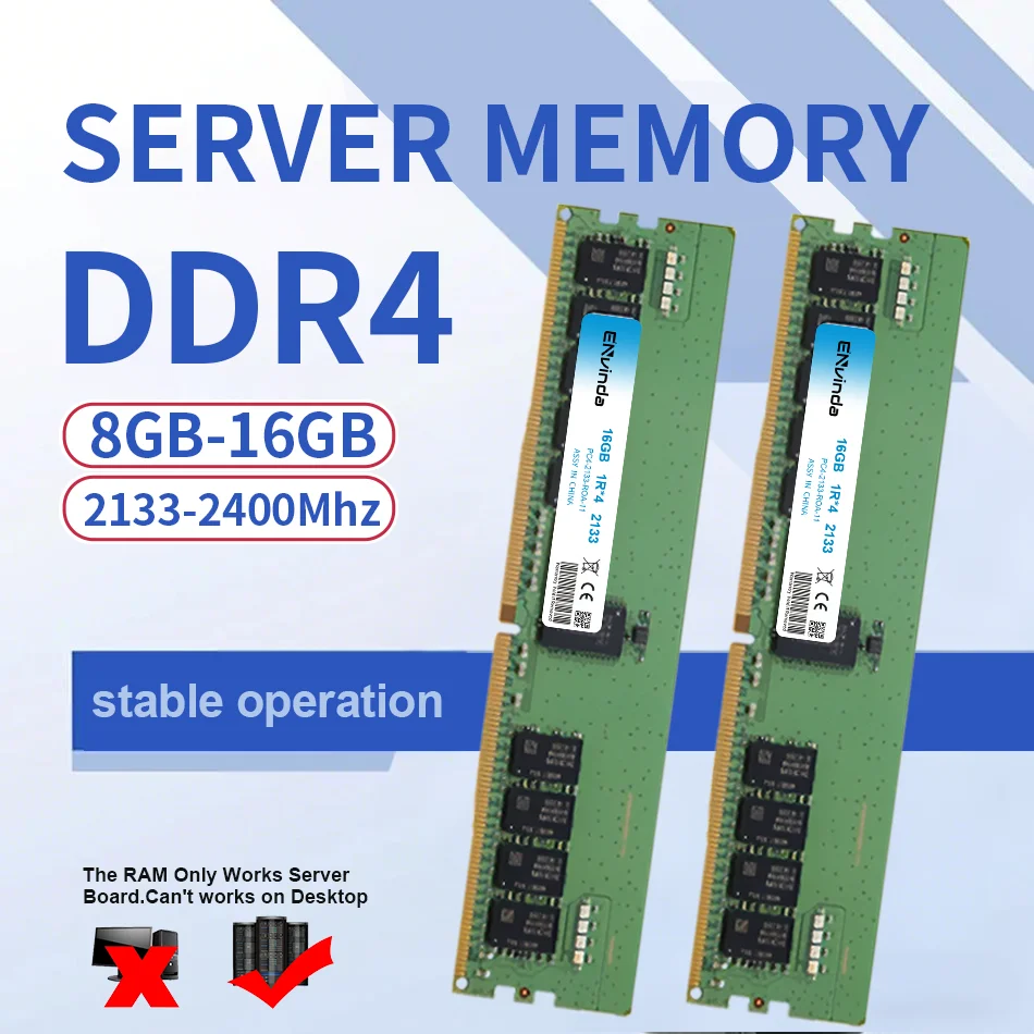 

Серверная память ENvinda DDR4 Ram 16 ГБ 8 ГБ 32 ГБ PC4 2133 МГц REG ECC Поддержка серверной материнской платы X99 без поддержки настольной материнской платы
