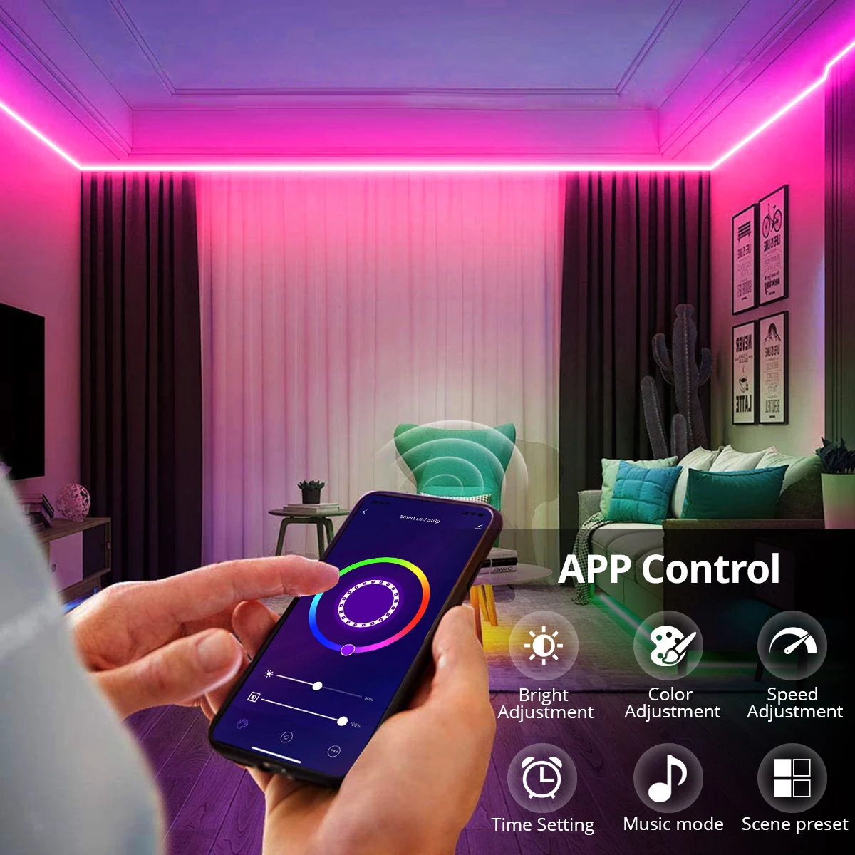 Tuya – bande lumineuse LED avec interrupteur Wifi, panneau néon RGB pour maison intelligente, ruban lumineux avec télécommande sans fil pour Alexa et Google Home