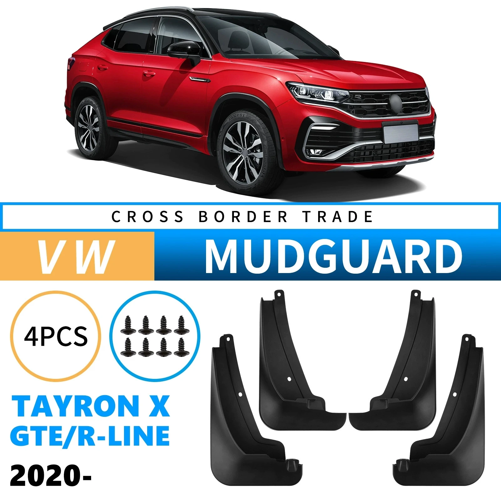 

4PCS Front Rear Wheel Mudguards For Volkswagen Tayron X/GTE/R-Line 2020-2025 Sedan Touring Splash Guards Fender Mud Flaps Car