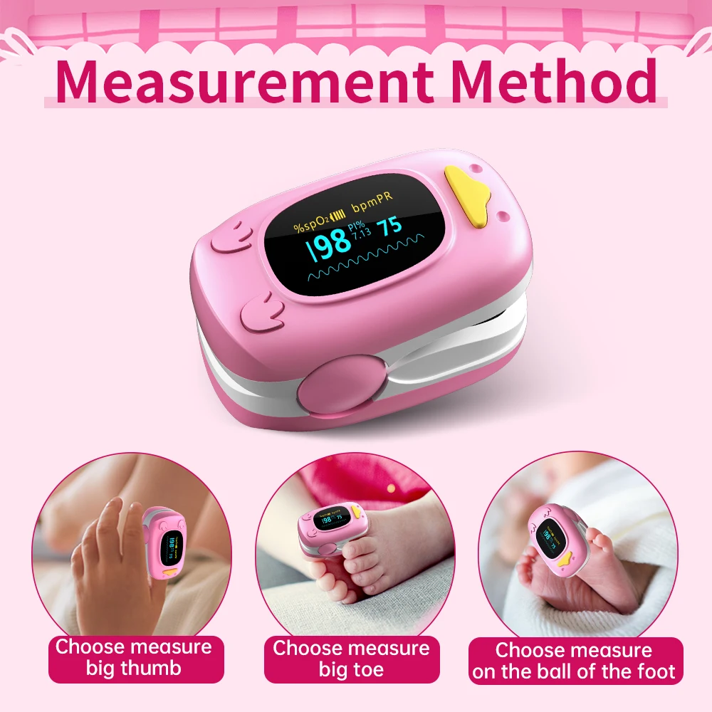 HealthTree Baby Finger Pulse Oximeter Pediatric Oximetro De Dedo SpO2 PR PI Pulsioximetro for Kid Child Children OLED Screen