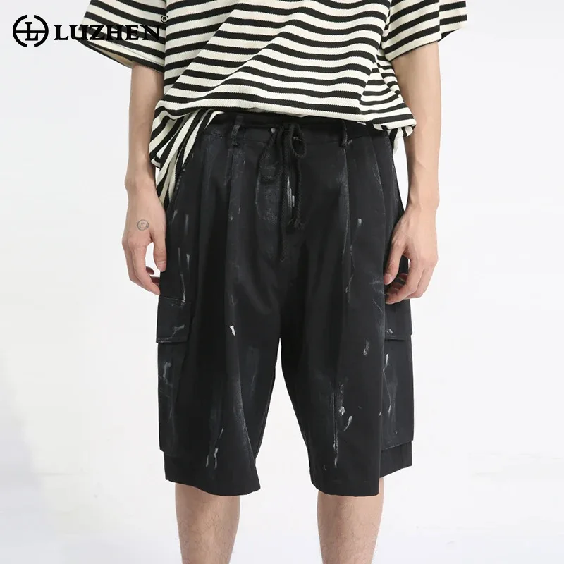 

LUZHEN Scrawl Printed Design Five Point Pants Original Personality Trendy Street Men's Straight Shorts 2024 Summer New LZ4802