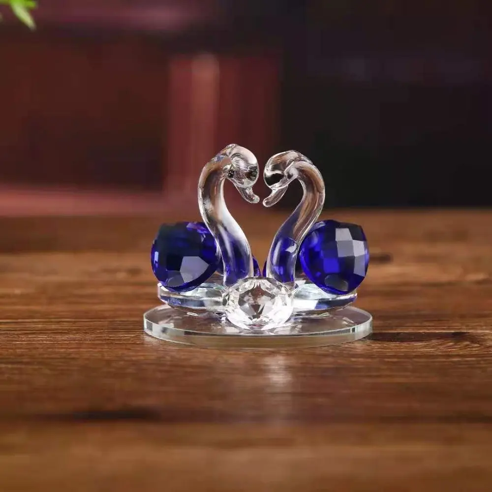 Beautiful Glass Home Decoration, Cute Swan Statue, Home Decoration, Dining Table Family Collection Gift, Home Crystal Decoration