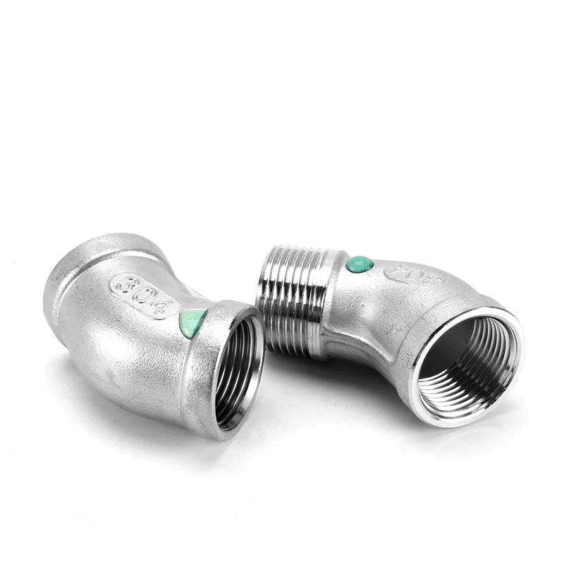 45 Degree Elbow 1/8＂1/4＂1/2＂3/4＂1＂1-1/4＂1-1/2＂2＂3＂4＂BSP Female/Male Thread Connector Coupler 304 Stainless Pipe Fitting Adapter