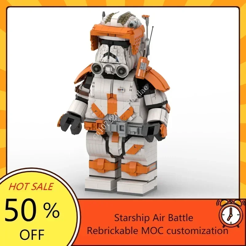 MOC Space Battle Helmet Series Commander Megafigure Model Custom Puzzle Technology   DIY Creative Assembly Toys Kids Gift