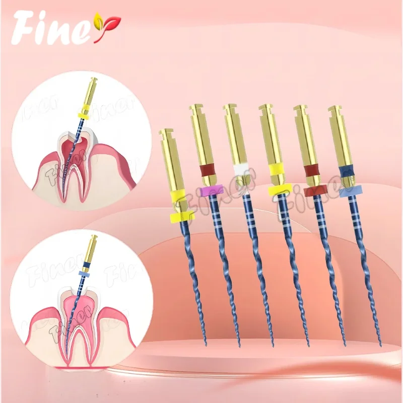 

Finer 6pcs Root Canal File Endodontic Blue Files Nitinol File Dental Rotary Files Oral Tools Bendable Dental Materials