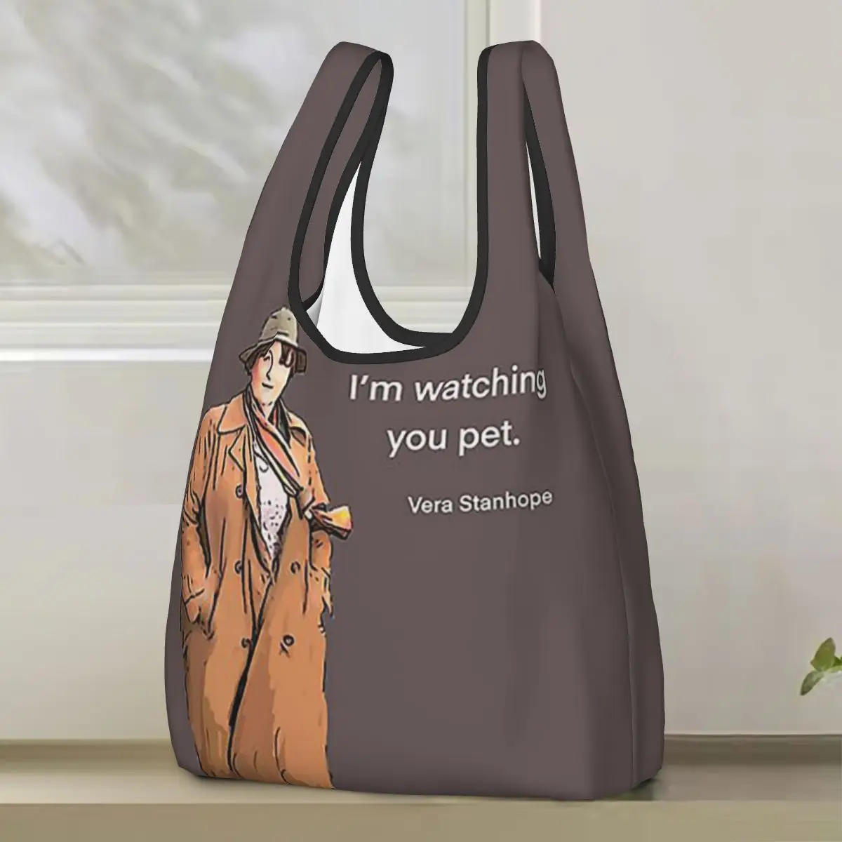 

DCI Vera Stanhope I'm Watching You Pet. Shopping Bag Portable Tote Bags Reusable Shoulder Shopper Bag Groceries Handbag