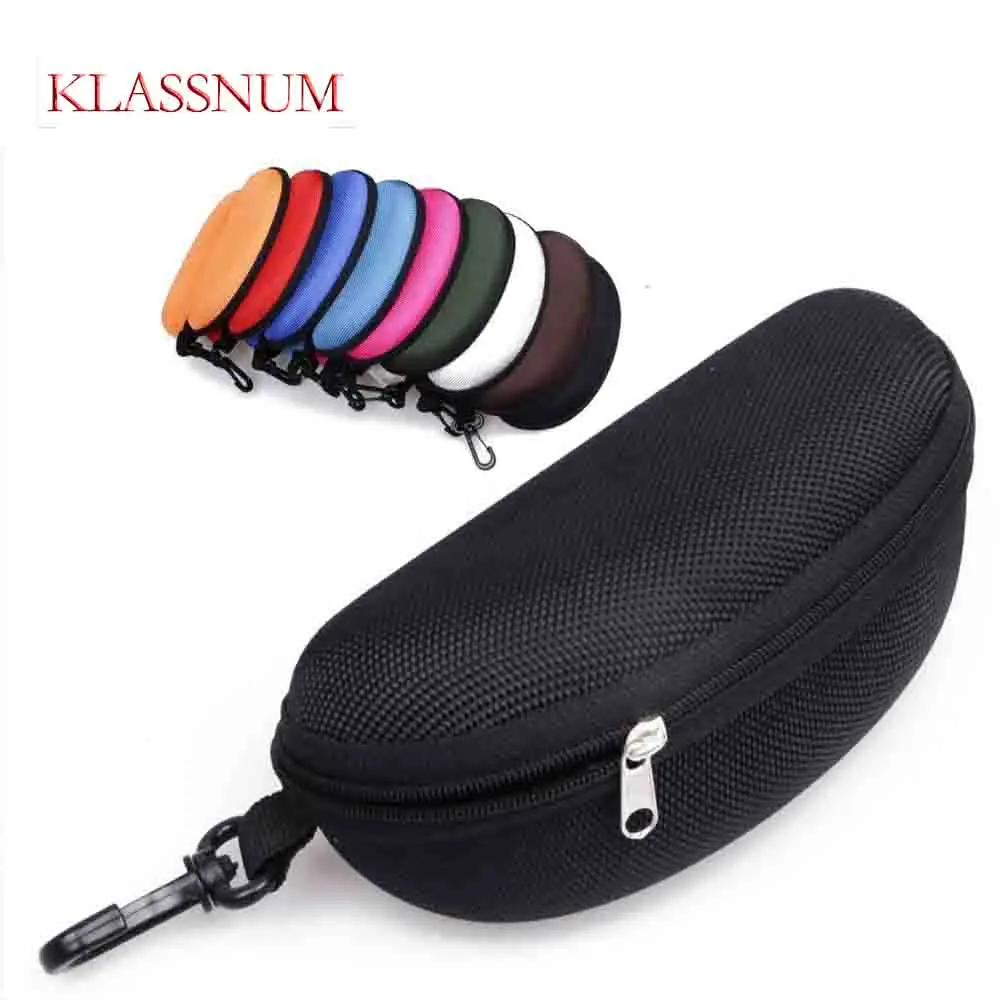 

KLASSNUM EVA Resist Compression Zipper Sunglasses Case with Hook Glasses Protector Box Oxford Cloth Eyewear Storage Box Unisex