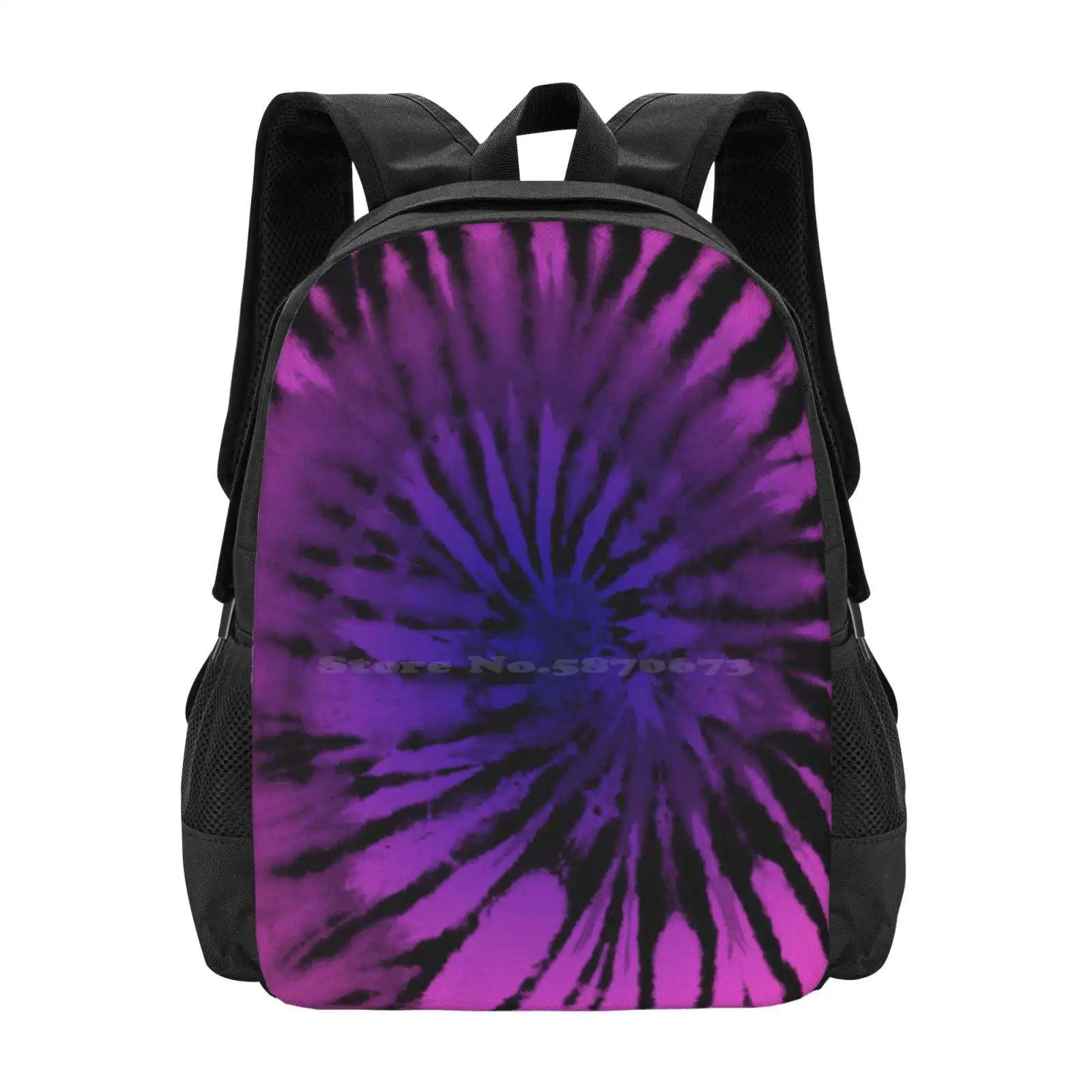 Fuchsia And Purple Colorful Tie Dye Pattern Hot Sale Schoolbag Backpack Fashion Bags Purple Tie Dye Purple Tiedye Fuchsia Tie