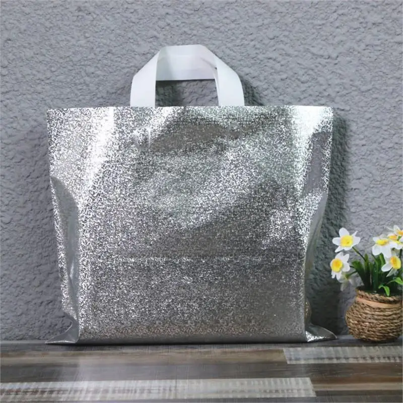 

GIft Bags 50pcs 35x30cm Of 5 Sizes Silver Colors Gift Tote Packaging Bag With Hand Loop, Handbag, Packing For Garment,shopping