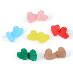 20pc/lot 14*15.5mm 925 Silver Needle Stud Earring Colorful Heart Shape  Acrylic Helix Cartilage Tragus Lobe Ear Piercing Jewelry