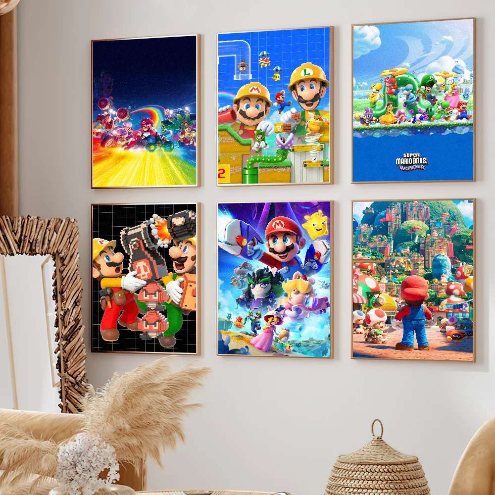 فيلم The Super M-Mario Bros ملصق لوحة ذاتية اللصق غرفة المعيشة مكتب الديكور غرفة نوم المنزل الجدار ملصق يطبع #1