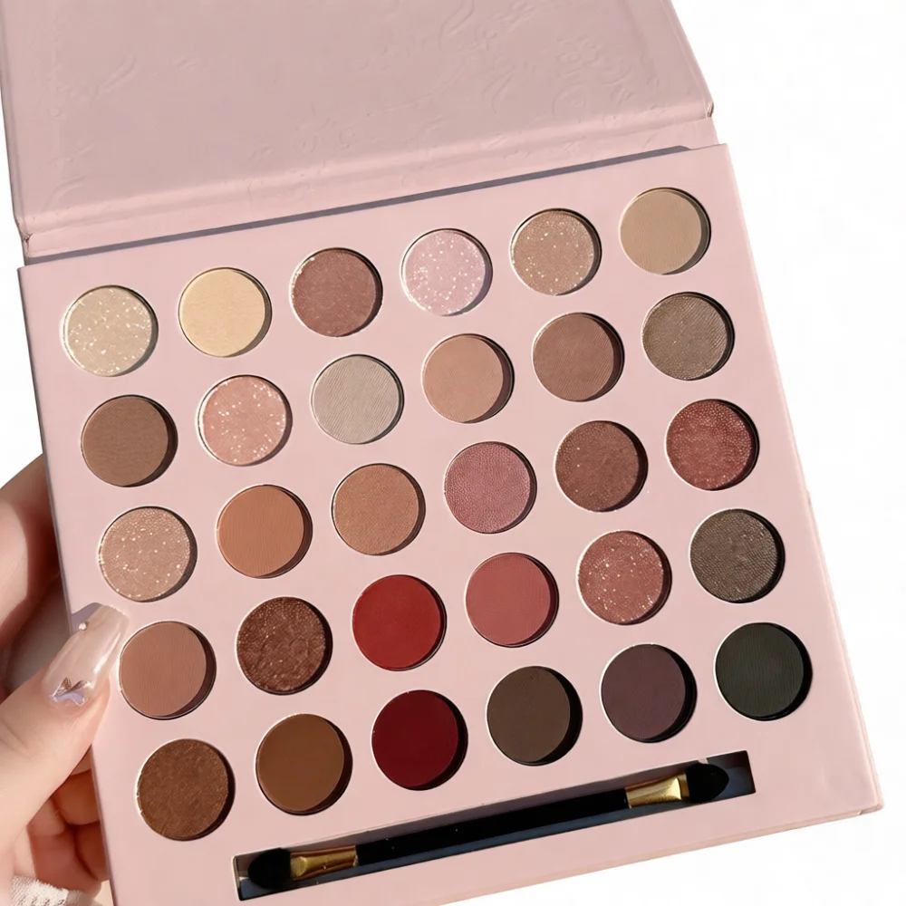 Eyeshadow Palette 30 Colors Matte Shimmer Glitter Pigment Earth Tone Rose Gold Palette Natural Makeup For Daily Student Looks